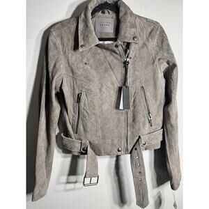 New! BLANK NYC Grey Suede Spring Bomber Jacket Size Large